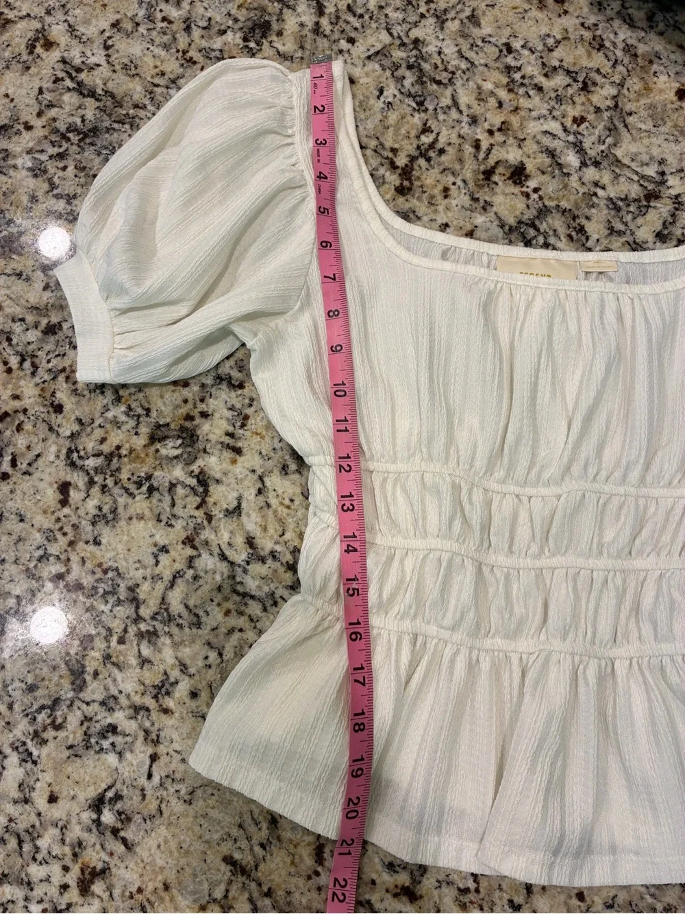 Anthropologie Cream Puff-Sleeve Peplum Blouse
